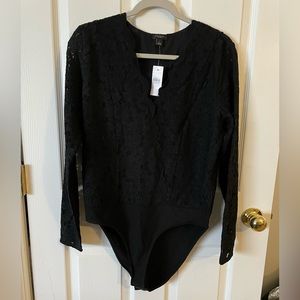 NWT Ann Taylor Women’s Lace Black Bodysuit